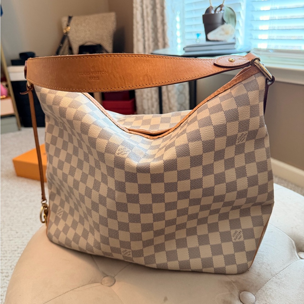 Louis Vuitton Tan and Cream Checkered Shoulder Bag - Graceful MM